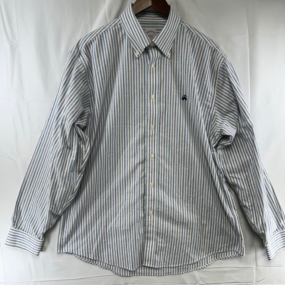 Brooks Brothers Button Down Shirt Mens Large Multi Color Striped Traditional Fit
